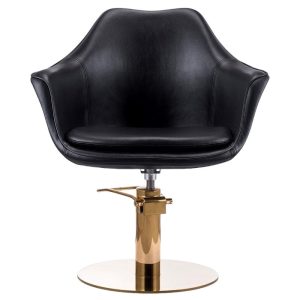 Karma Cronulla Salon Chair Black Vinyl Gold Base 02050112