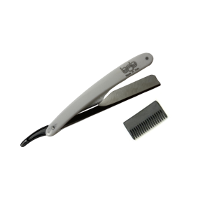 Bob Professional White Slide Cut Throat Razor - With Bonus Thinner Comb - Made in Italy