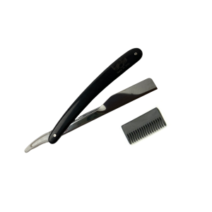 Bob Professional Black Slide Cut Throat Razor - With Bonus Thinner Comb - Made in Italy