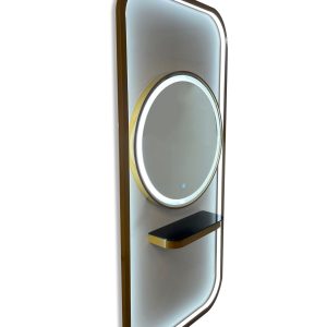 Karma Bunbury Workstation Round LED Salon Mirror Silver 06070002