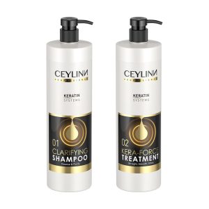 Ceylinn Keratin Straightening Treatment Hair Smoothing Kit 1L (Includes Clarifying Shampoo & Treatment)