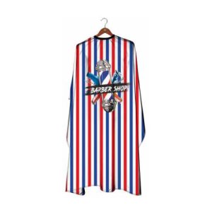 Deyaz Premium Salon Cape Barber Shop Blue & Red Stripe