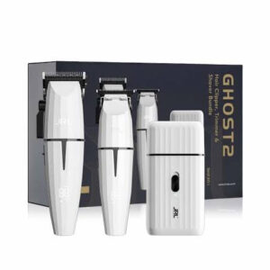 JRL Onyx White Ghost II Professional Clipper, Trimmer and Shaver Trio Kit