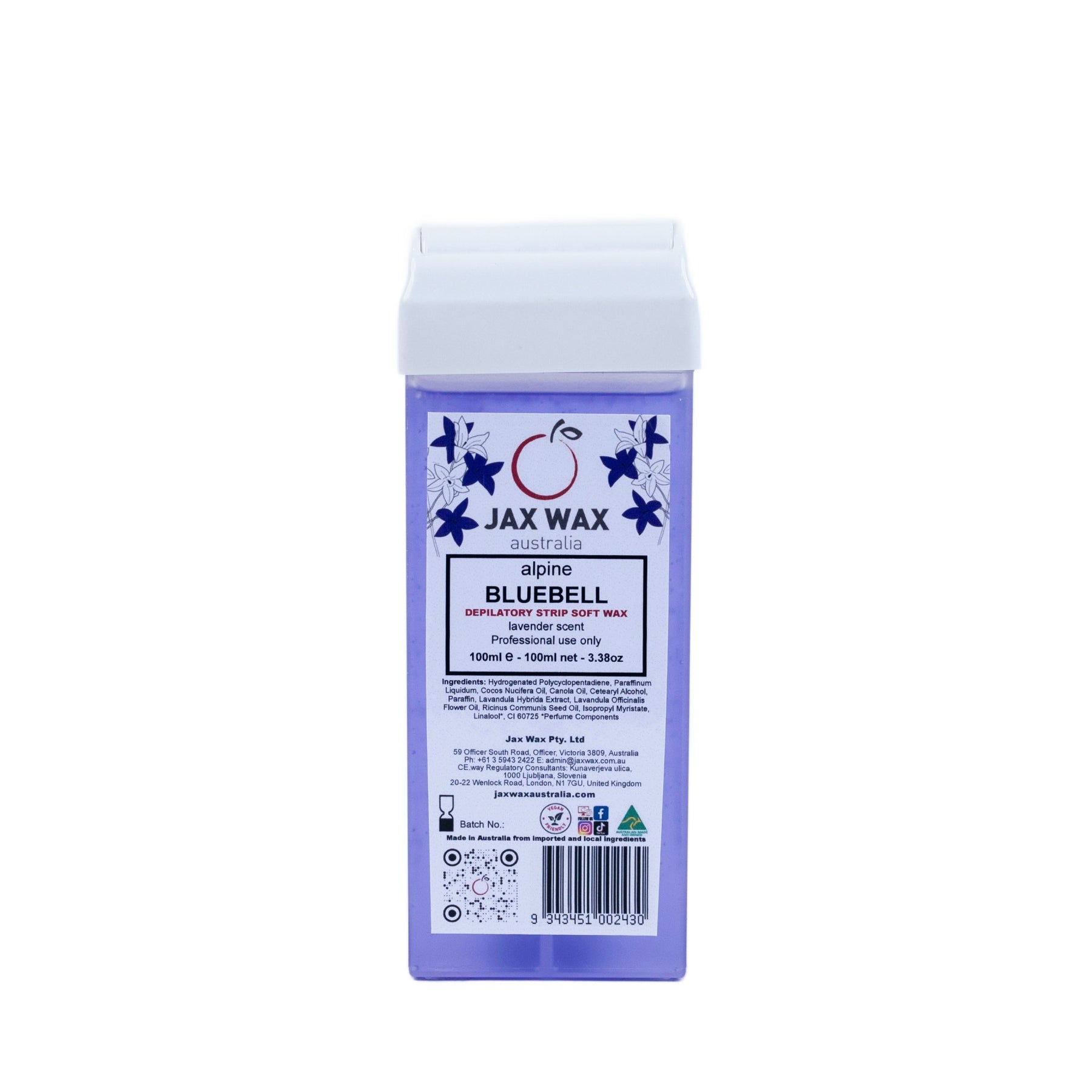 Jax Wax Alpine Bluebell Strip Wax Cartridge with Roller 100ml