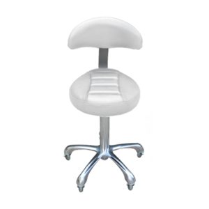 Karma South Burnie Salon Cutting Stool with Back Rest White 07030402