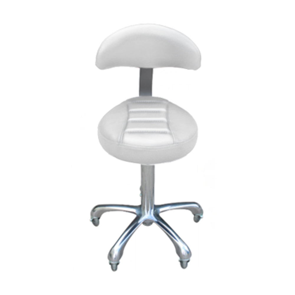 Karma South Burnie Salon Cutting Stool with Back Rest White 07030402