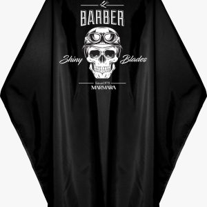 Barber Marmara Cape with Skull - Black