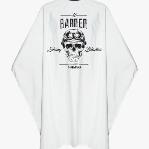 Barber Marmara Cape with Skull - White