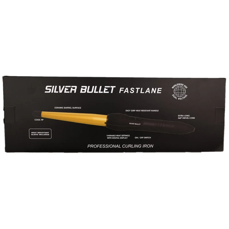 SILVER BULLET FASTLANE REGULAR CERAMIC CONICAL CURLING IRON GOLD - Image 2